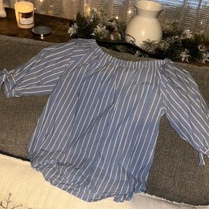 Blue stripped off should blouse